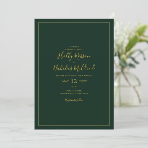 Simple Elegant Christmas  Green Casual Wedding Invitation