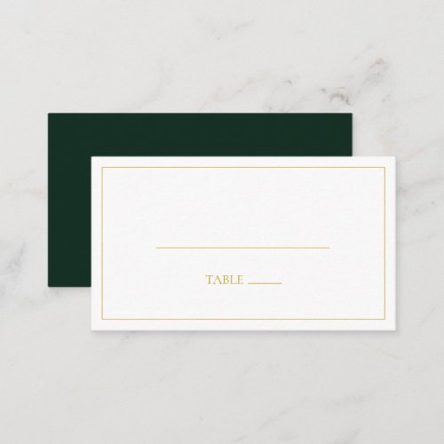 Simple Elegant Christmas  Green Flat Wedding Place Card