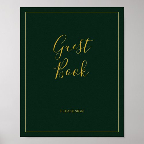 Simple Elegant Christmas  Green Guest Book Sign