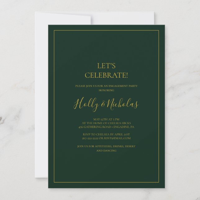 Simple Elegant Christmas | Green Let's Celebrate Invitation (Front)
