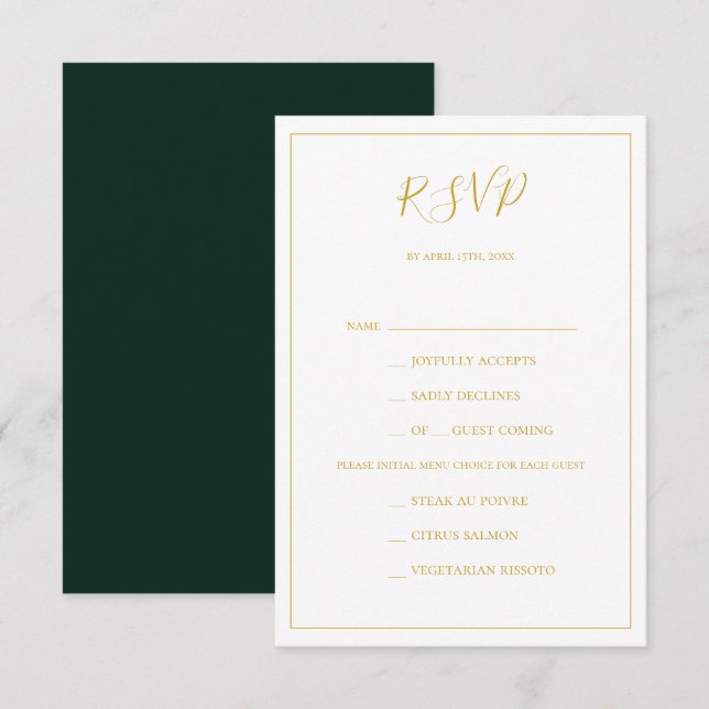 Simple Elegant Christmas | Green Menu Choice RSVP (Front/Back)