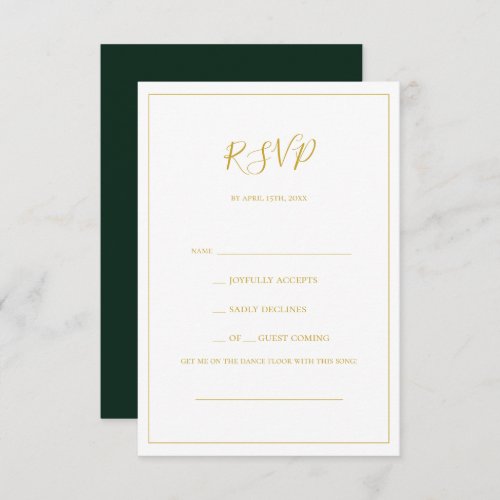 Simple Elegant Christmas  Green Request RSVP Card