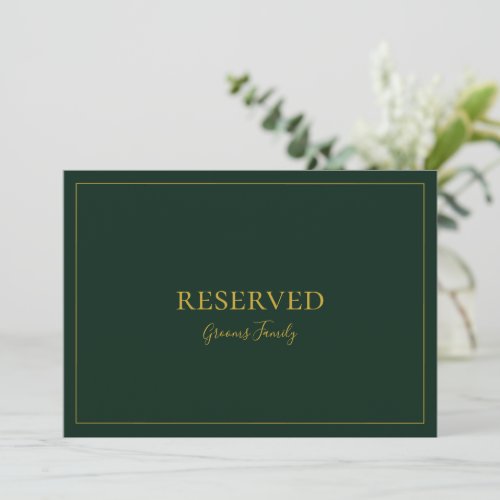 Simple Elegant Christmas  Green Reserved Sign