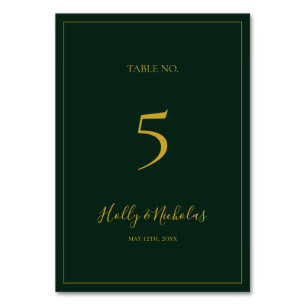 Simple Elegant Christmas Green Table Number
