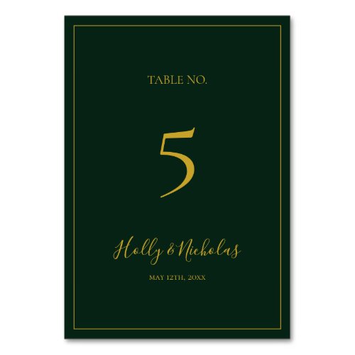 Simple Elegant Christmas  Green Table Number