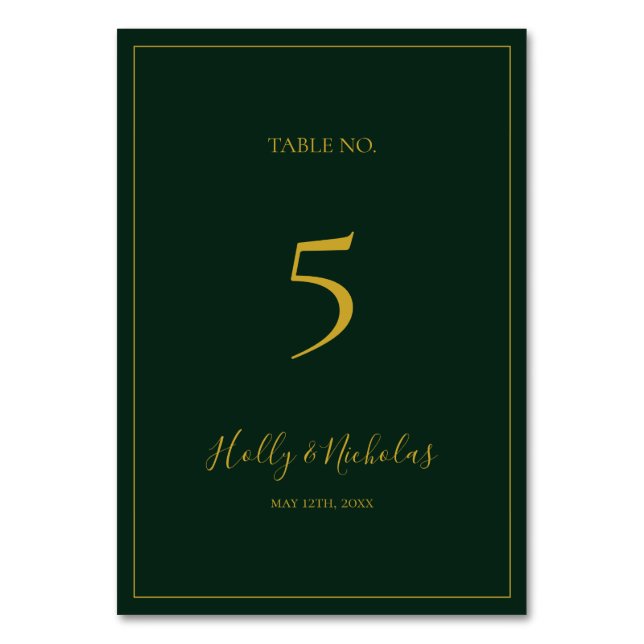 Simple Elegant Christmas | Green Table Number (Front)
