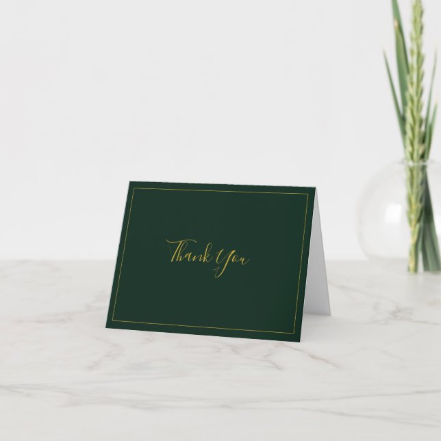Simple Elegant Christmas | Green Thank You Card (Front)