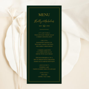 Simple Elegant Christmas Green Wedding Dinner Menu