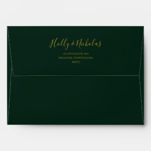 Simple Elegant Christmas Green Wedding Invitation Envelope