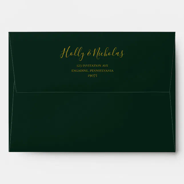 Simple Elegant Christmas Green Wedding Invitation Envelope Zazzle
