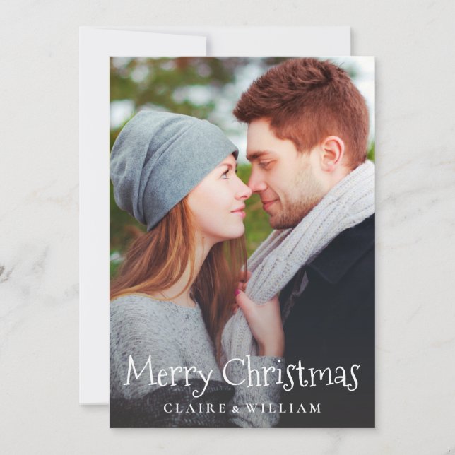 Simple Elegant Christmas Holidays Photo Card (Front)