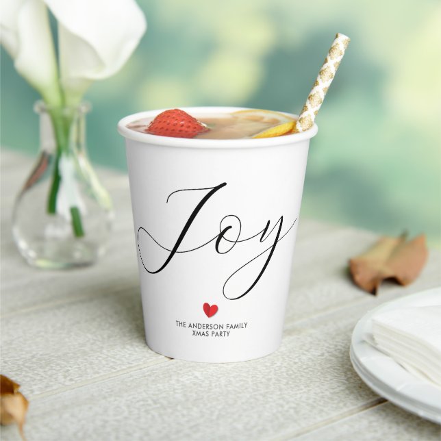 Simple Elegant Christmas Joy Holiday Party Paper Cups (Insitu)