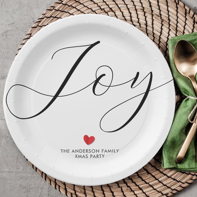 Simple Elegant Christmas Joy Holiday Party Paper Plates (Creator Uploaded)