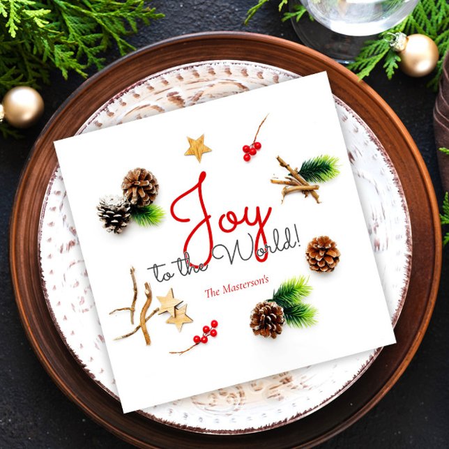 Simple Elegant Christmas Joy to the World Wreath Napkins (Creator Uploaded)