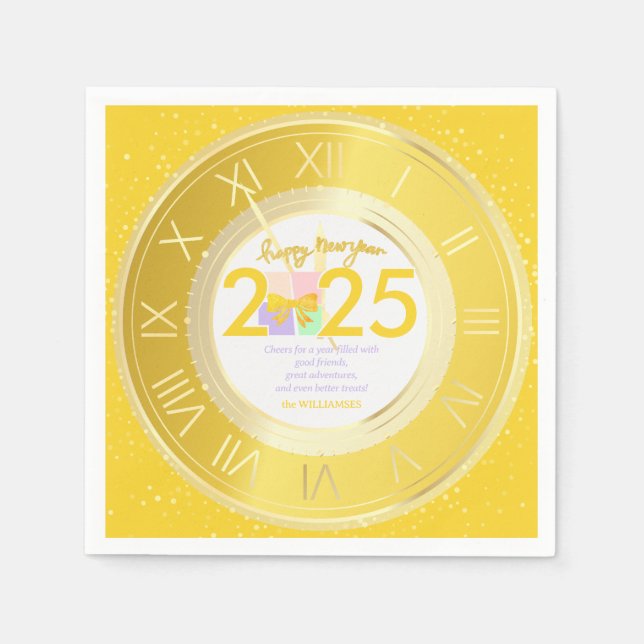 Simple Elegant Christmas New Year Gift Box Bow Napkins (Front)