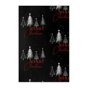 Simple Elegant Christmas Pine Tree Black Acrylic Print