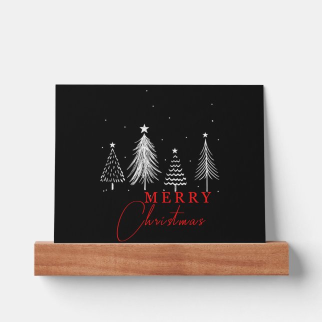 Simple Elegant Christmas Pine Tree | Black Picture Ledge (Front)