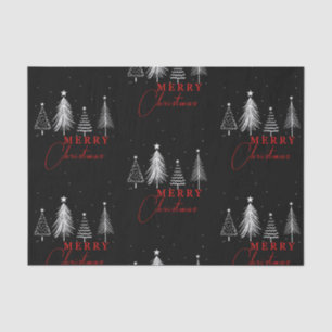 Simple Elegant Christmas Pine Tree Black Tissue Paper