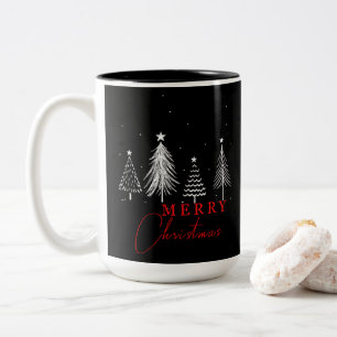 Simple Elegant Christmas Pine Tree   Black Two-Tone Coffee Mug