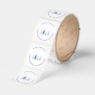 Simple Elegant Christmas Pine Tree Classic Round Sticker