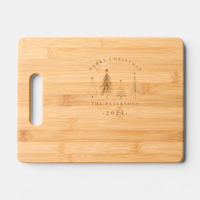 Simple Elegant Christmas Pine Tree  Engraved Cutting Board (Front)