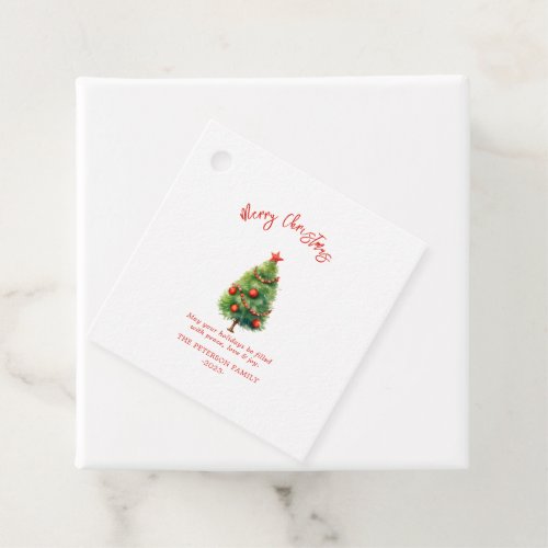 Simple Elegant Christmas Pine Tree  Favor Tags