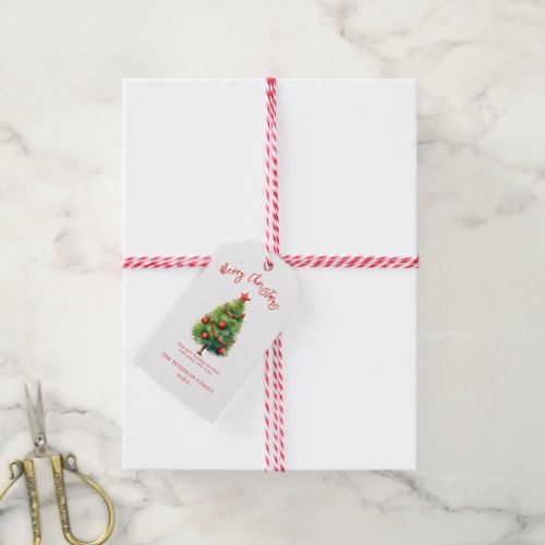 Simple Elegant Christmas Pine Tree  Gift Tags