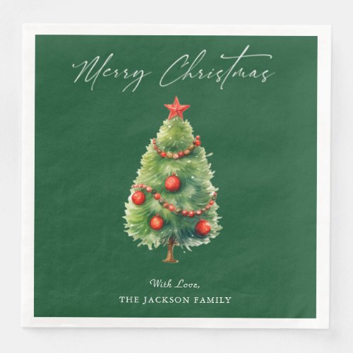 Simple Elegant Christmas Pine Tree Holiday Paper Dinner Napkins