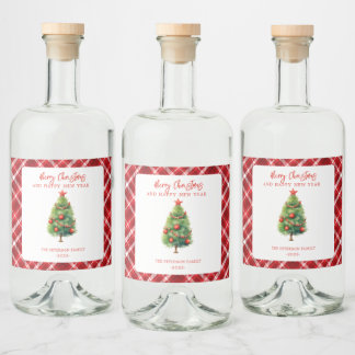 Simple Elegant Christmas Pine Tree Liquor Bottle Label