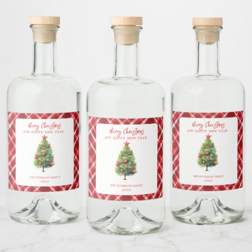 Simple Elegant Christmas Pine Tree  Liquor Bottle Label