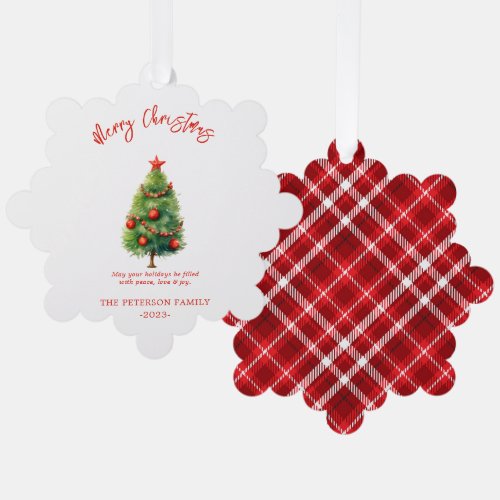 Simple Elegant Christmas Pine Tree  Ornament Card