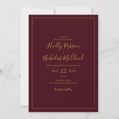 Simple Elegant Christmas  Red All In One Wedding Invitation