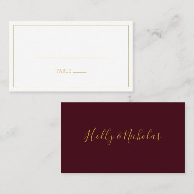 Simple Elegant Christmas | Red Flat Wedding Place Card (Front/Back)