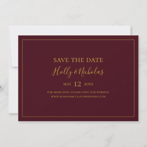 Simple Elegant Christmas  Red Horizontal Save The Date