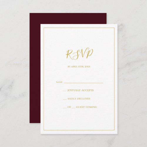 Simple Elegant Christmas  Red RSVP Card