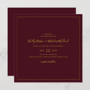 Simple Elegant Christmas Red Square Wedding Invitation