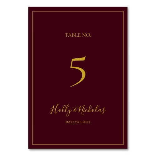 Simple Elegant Christmas  Red Table Number