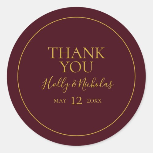 Simple Elegant Christmas  Red Thank You Sticker