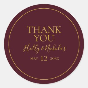 Simple Elegant Christmas Red Thank You Sticker