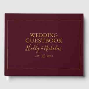 Simple Elegant Christmas Red Wedding Guest Book
