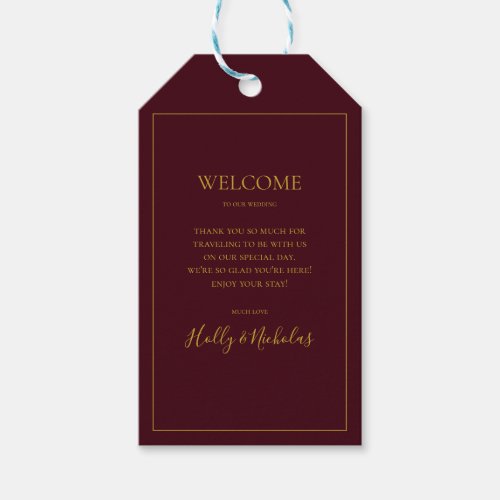 Simple Elegant Christmas  Red Wedding Welcome Gift Tags