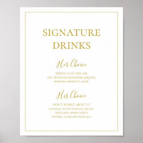 Simple Elegant Christmas  Signature Drinks Sign