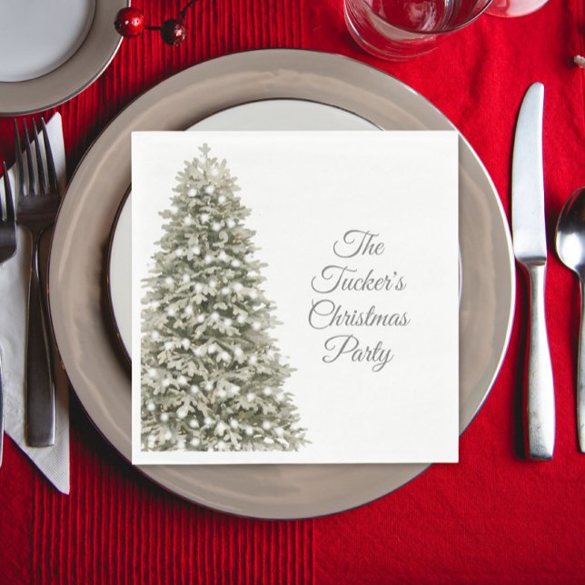 Simple Elegant Christmas Tree Christmas Party Napkins (Creator Uploaded)
