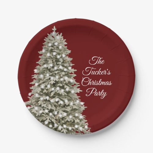 Simple Elegant Christmas Tree Christmas Party Red Paper Plates