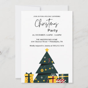 Simple Elegant Christmas Tree Gift Box Invitation