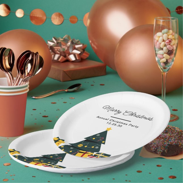 Simple Elegant Christmas Tree Gift Box Paper Plates (Multi)