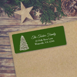 Simple Elegant Christmas Tree Party Invitation Lab Label