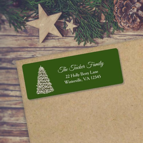 Simple Elegant Christmas Tree Party Invitation Lab Label