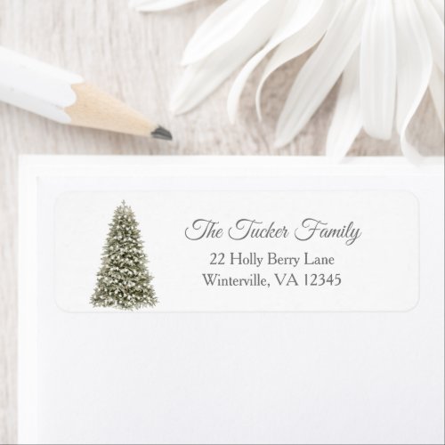 Simple Elegant Christmas Tree Party Invitation Label