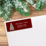 Simple Elegant Christmas Tree Party Invitation Red Label<br><div class="desc">This elegant design features a snowy Christmas tree with lights. Click the customize button for more flexibility in modifying the text and the graphics! Variations of this design as well as coordinating products are available in our shop, zazzle.com/store/doodlelulu. Contact us if you need this design applied to a specific product...</div>